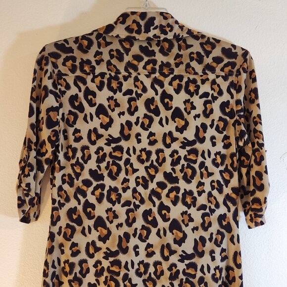 Tan/Browns Very Vollbrach SS Leopard Print Shirt Dress XS - Picture 8 of 15